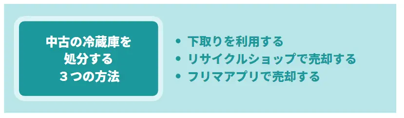 中古の冷蔵庫を処分する３つの方法